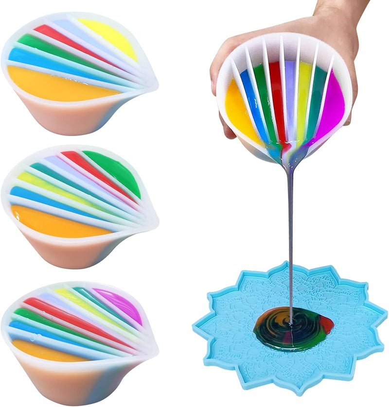 Kunyeah Split Cup for Paint Pouring, Fluid Art Split Cup Acrylic Paint Pour Split Cup Resin Pouring DIY Making Painting Tools Drawing Accessories Reusable Silicone Split Cup with Dividers (8 Chambers) - Image 1